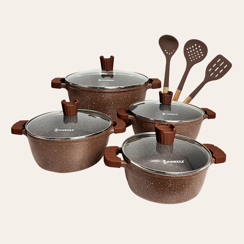 Juego de ollas aluminio fundido ultragranito (FZ-X1728BW)